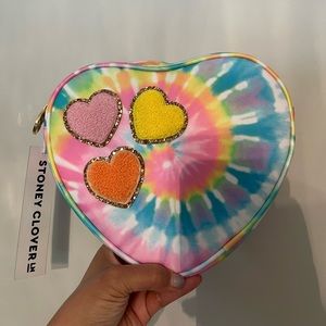 Stoney Clover Lane tie dye heart pouch with 💗 patches